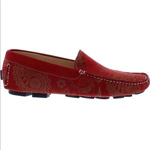Robert Graham Champion Driving Moccasin, Color:Red, Size:8.5